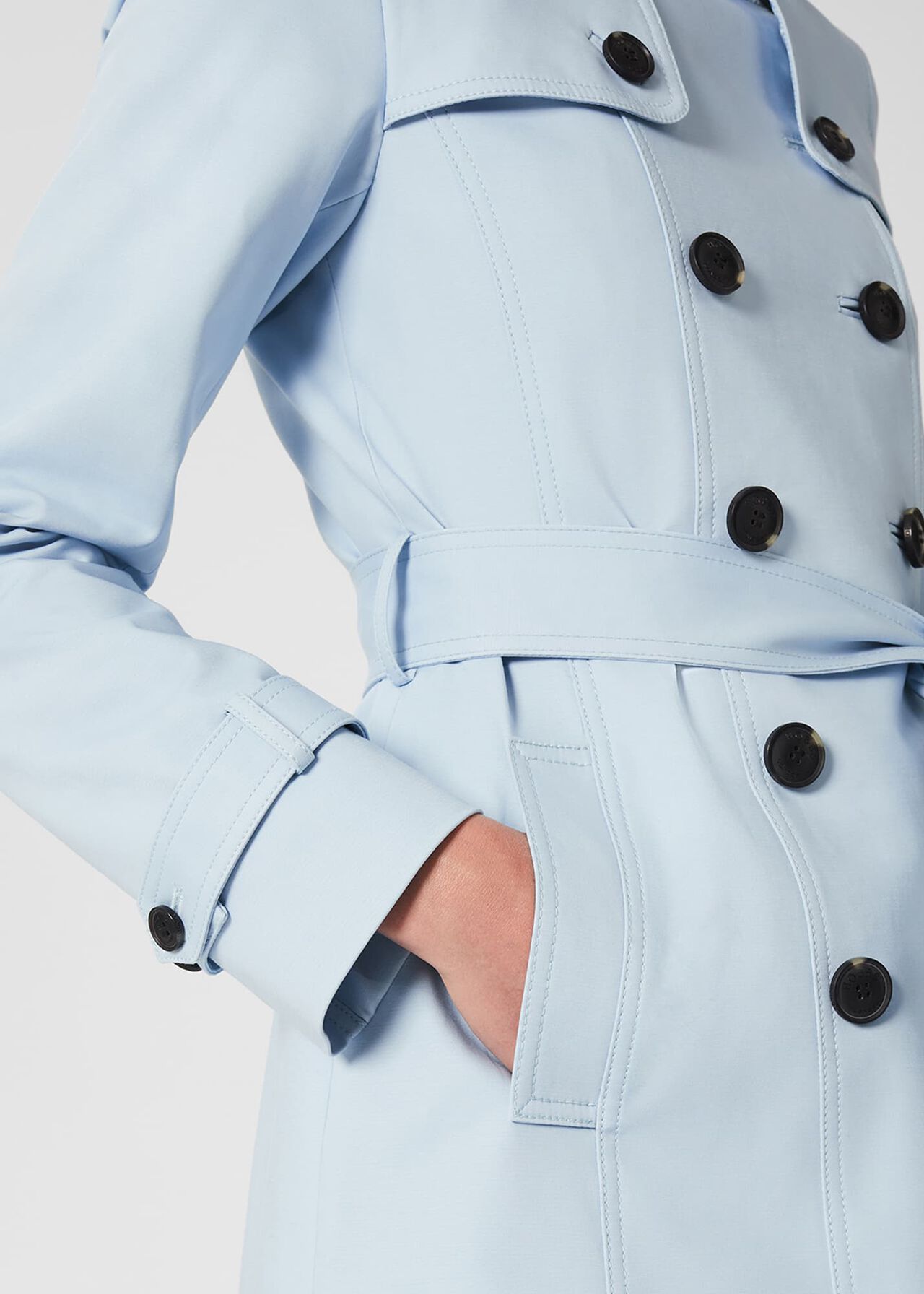 Saskia Shower Resistant Trench Coat, Pale Blue, hi-res