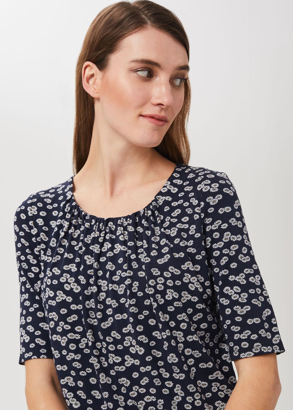 Viola Printed Top, Navy Ivory, hi-res