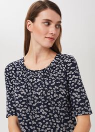 Viola Printed Top, Navy Ivory, hi-res