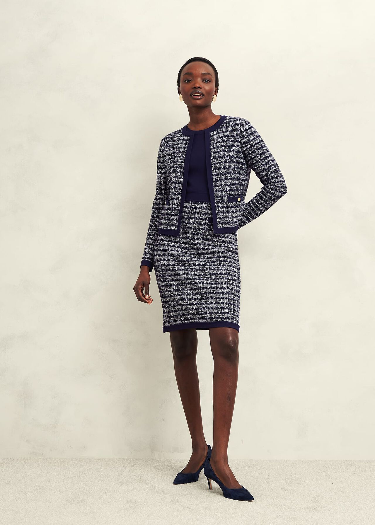 Audra Knitted Jacket, Midnight Ivory, hi-res