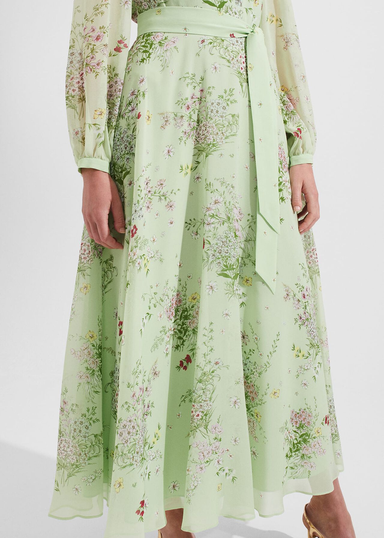 Petite Leia Silk Dress, Green Multi, hi-res