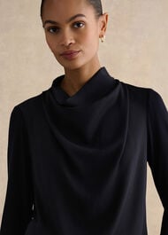 Arielle Cowl Neck Long Sleeve Blouse, Hobbs Navy, hi-res