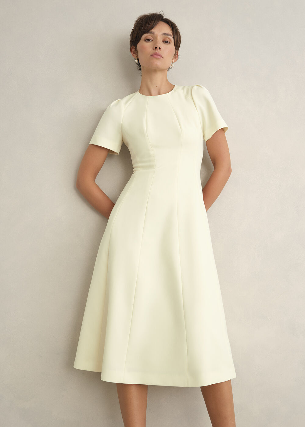 Eliana Seam Detail Dress, Pale Yellow, hi-res