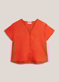 Aurelia Linen Top, Tomato Red, hi-res