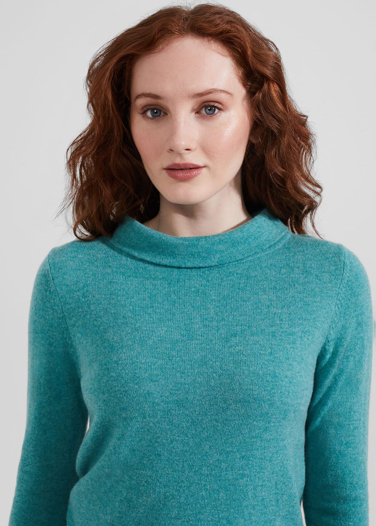 Audrey Wool Cashmere Sweater, Aqua, hi-res