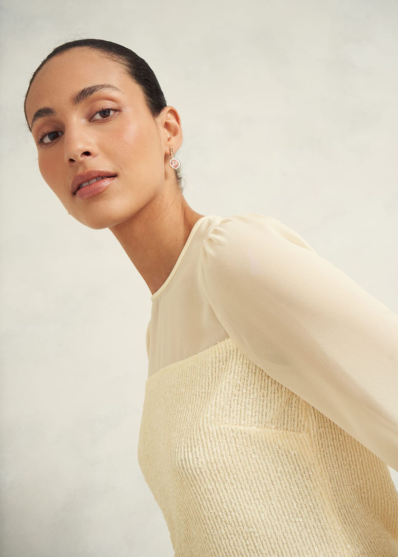 Zariah Sequin Top, Buttercream, hi-res