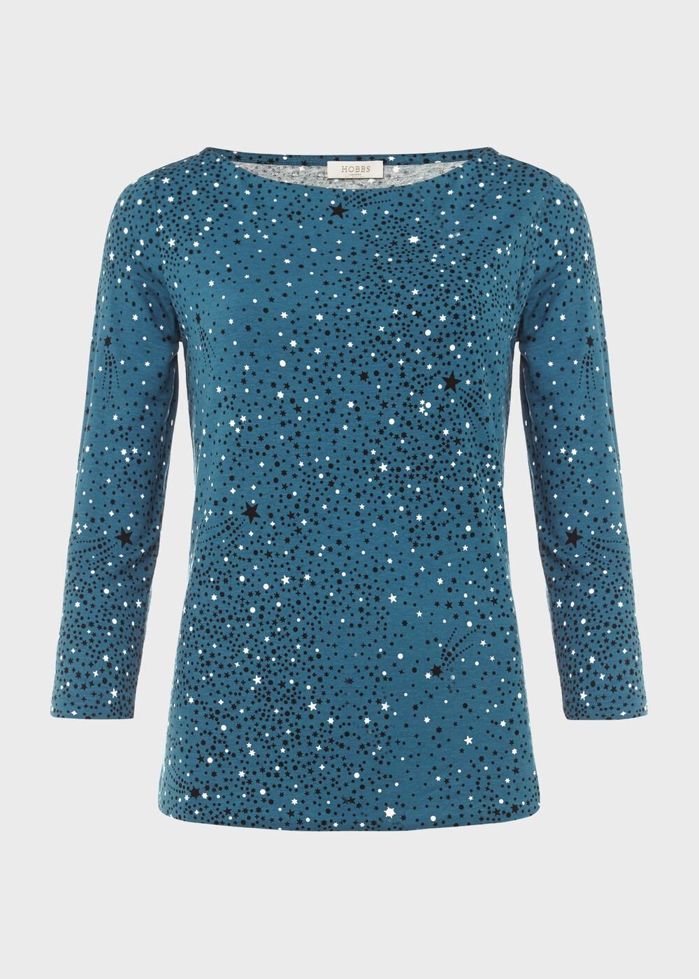 Sonya Printed Top, Dark Blue, hi-res