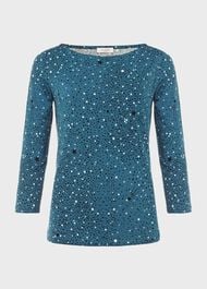 Sonya Printed Top, Dark Blue, hi-res