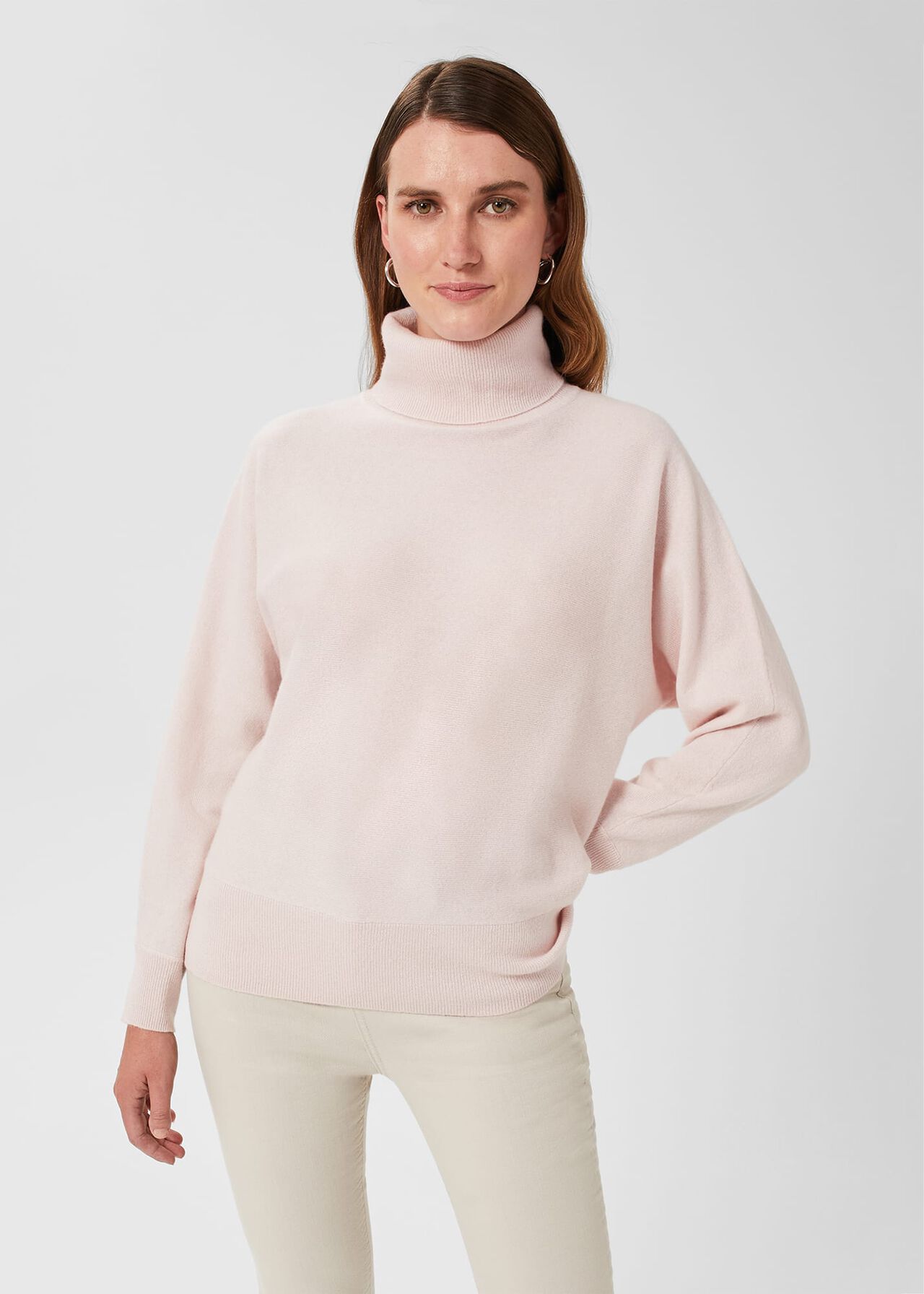 Joanna Roll Neck Cashmere Jumper, Pale Pink, hi-res