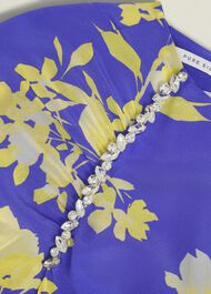 Petite Ann Embellished Silk Dress, Blue Yellow, hi-res