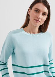 Lilia Cotton Stripe Jumper, Blue Aruba, hi-res