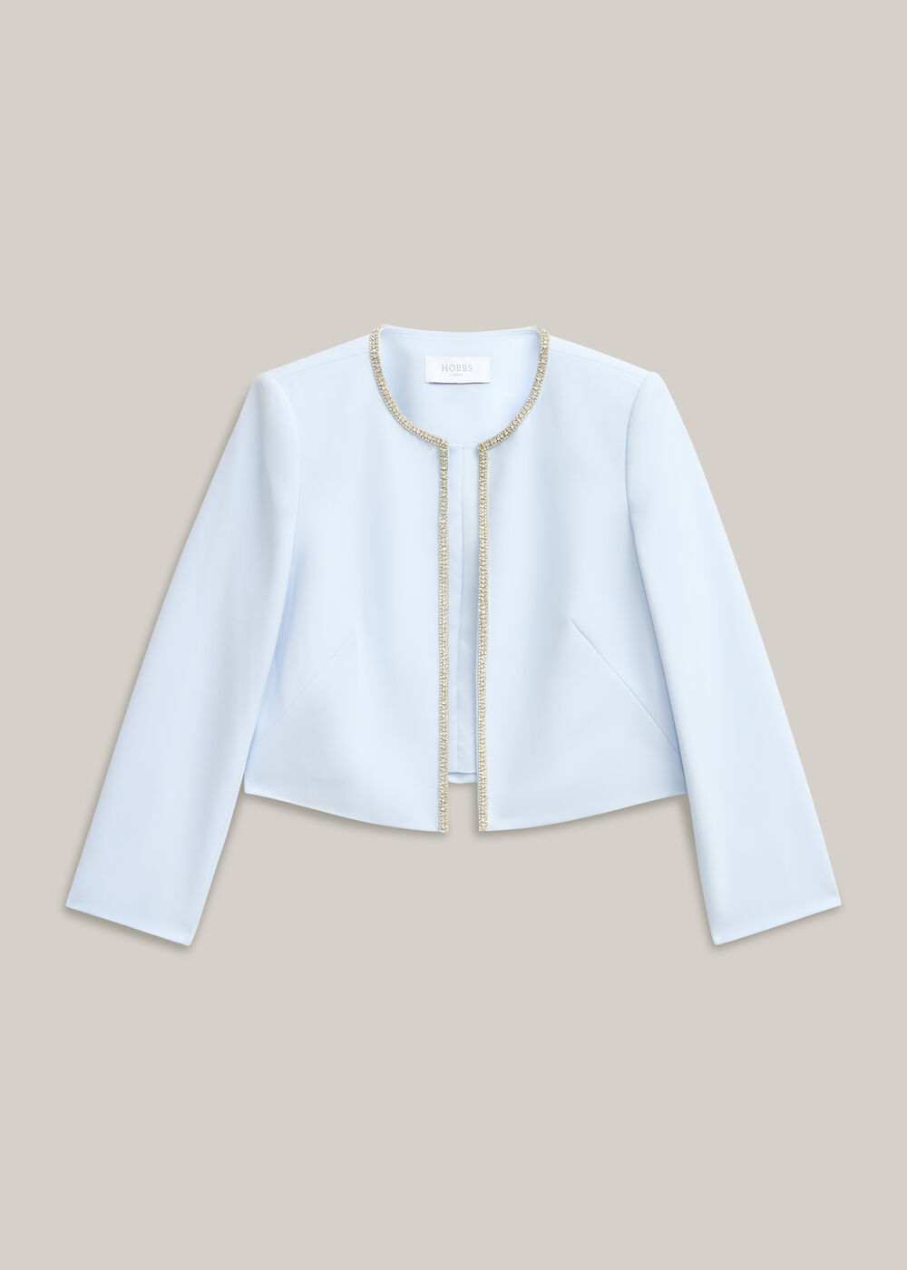 Beatrix Embellished Trimmed Jacket, Pale Blue, hi-res