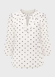 Demi Spot Blouse, Ivory Navy, hi-res