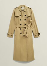 Skylar Shower Resistant Midi Trench, Tan, hi-res