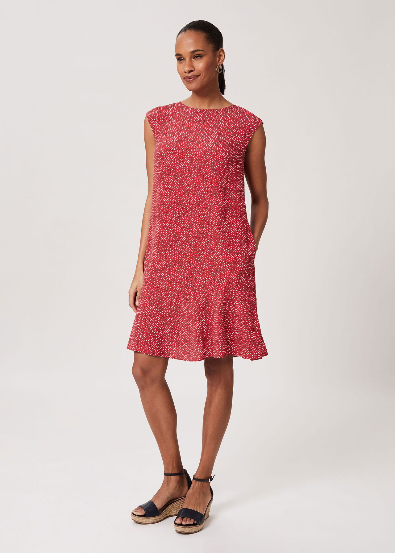 Catalina Printed Dress, Raspberry Ivory, hi-res