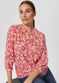 Essie Printed Blouse , Magenta White, hi-res