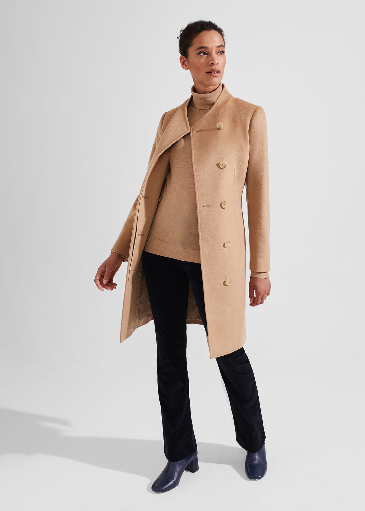 Ada Wool Wrap Coat, Camel, hi-res