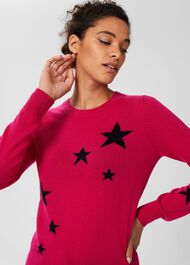 Samira Wool Cashmere Star Jumper, Pink Navy, hi-res