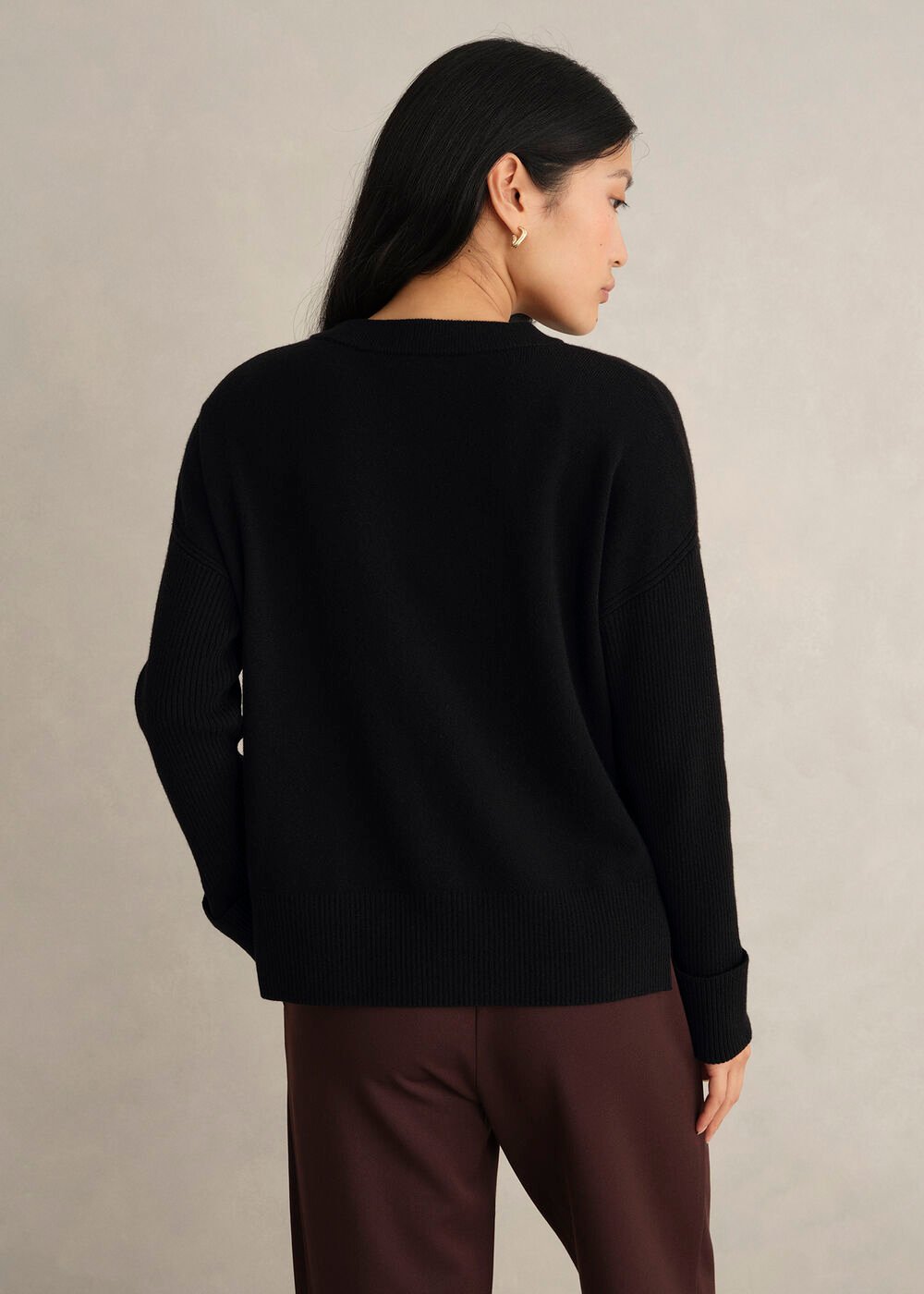 Darla Wool Blend Knitted Jumper, Black, hi-res