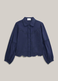 Becky Mixed Media Embroidered Shirt, Midnight Navy, hi-res