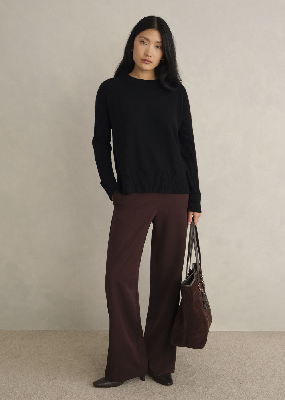 Darla Wool Blend Knitted Jumper, Black, hi-res