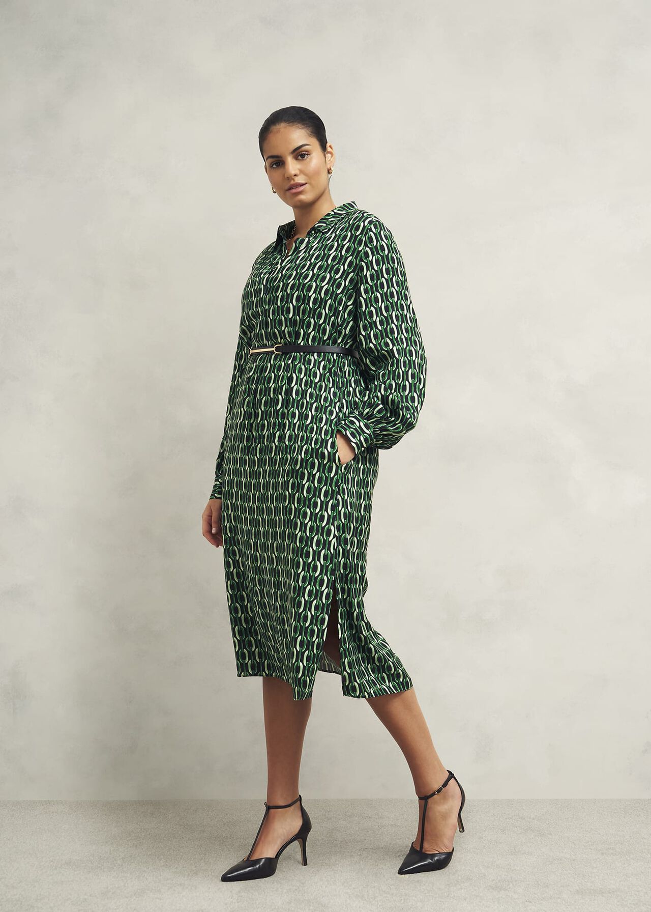 Florian Dress, Navy Green, hi-res