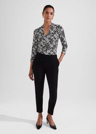 Aimee Printed Top, Black Ivory, hi-res