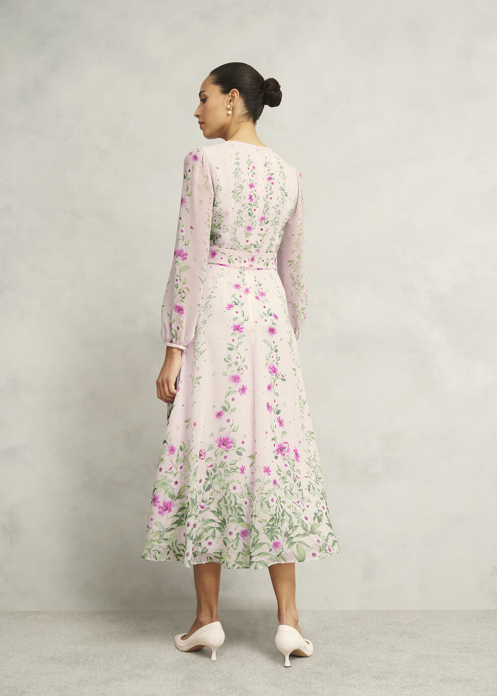 Fay Silk Bow Detail Dress, Pink Multi, hi-res