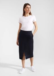 Ashleigh Linen Skirt, Navy, hi-res