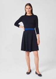 Gina Ponte Jersey Dress, Navy Blue, hi-res