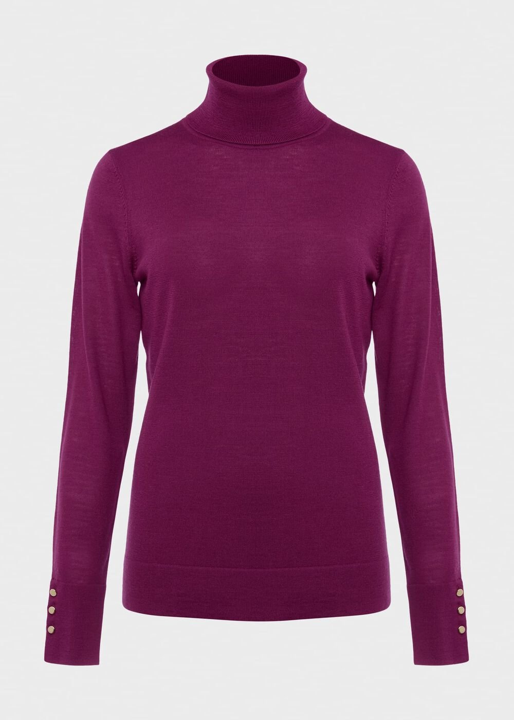 Lara Merino Wool Roll Neck Jumper, Deep Plum, hi-res