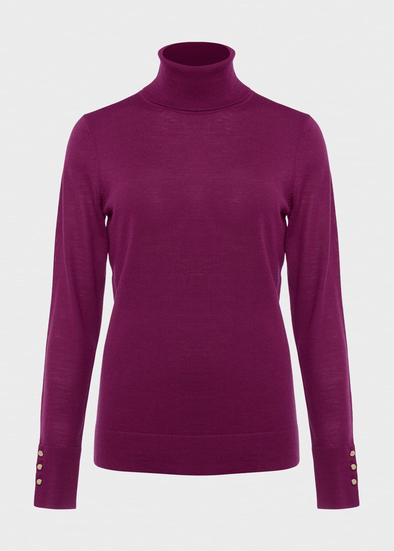 Lara Merino Wool Roll Neck Jumper, Deep Plum, hi-res