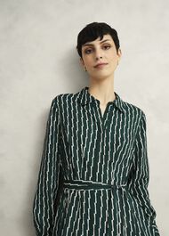 Serpentine Shirt Dress, Green Cream, hi-res