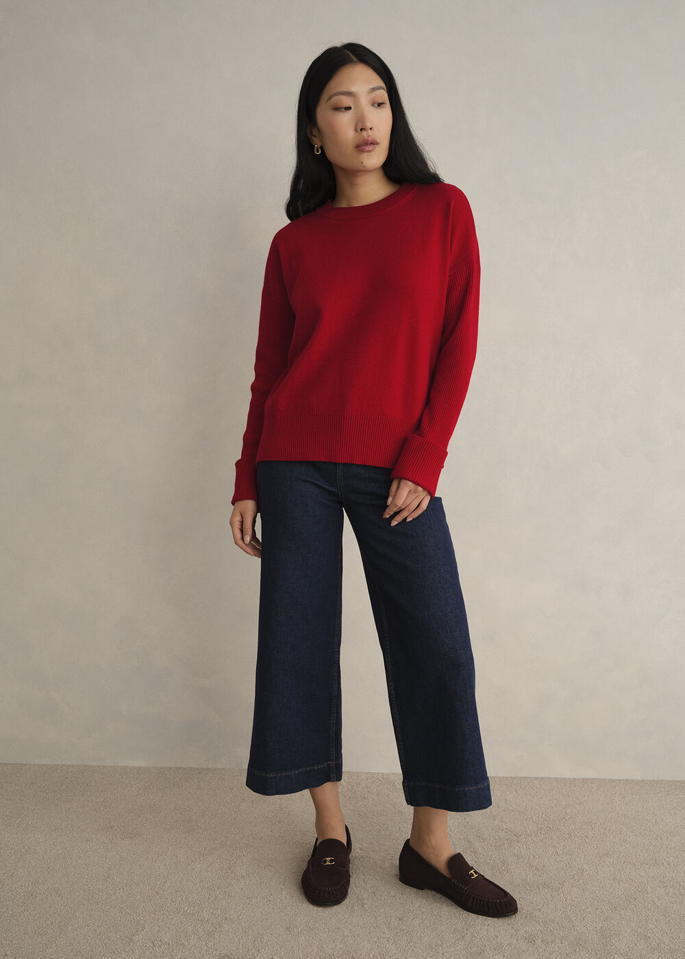 Darla Wool Blend Knitted Jumper, Pomegranate Red, hi-res