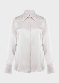 Eva Silk Fitted Shirt, Dove Grey, hi-res
