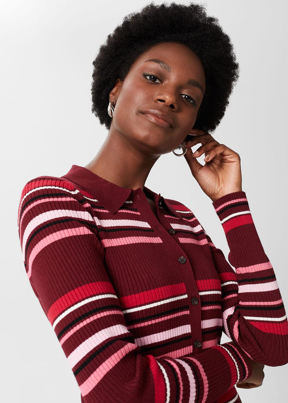 Vera Stripe Shirt, Red Multi, hi-res