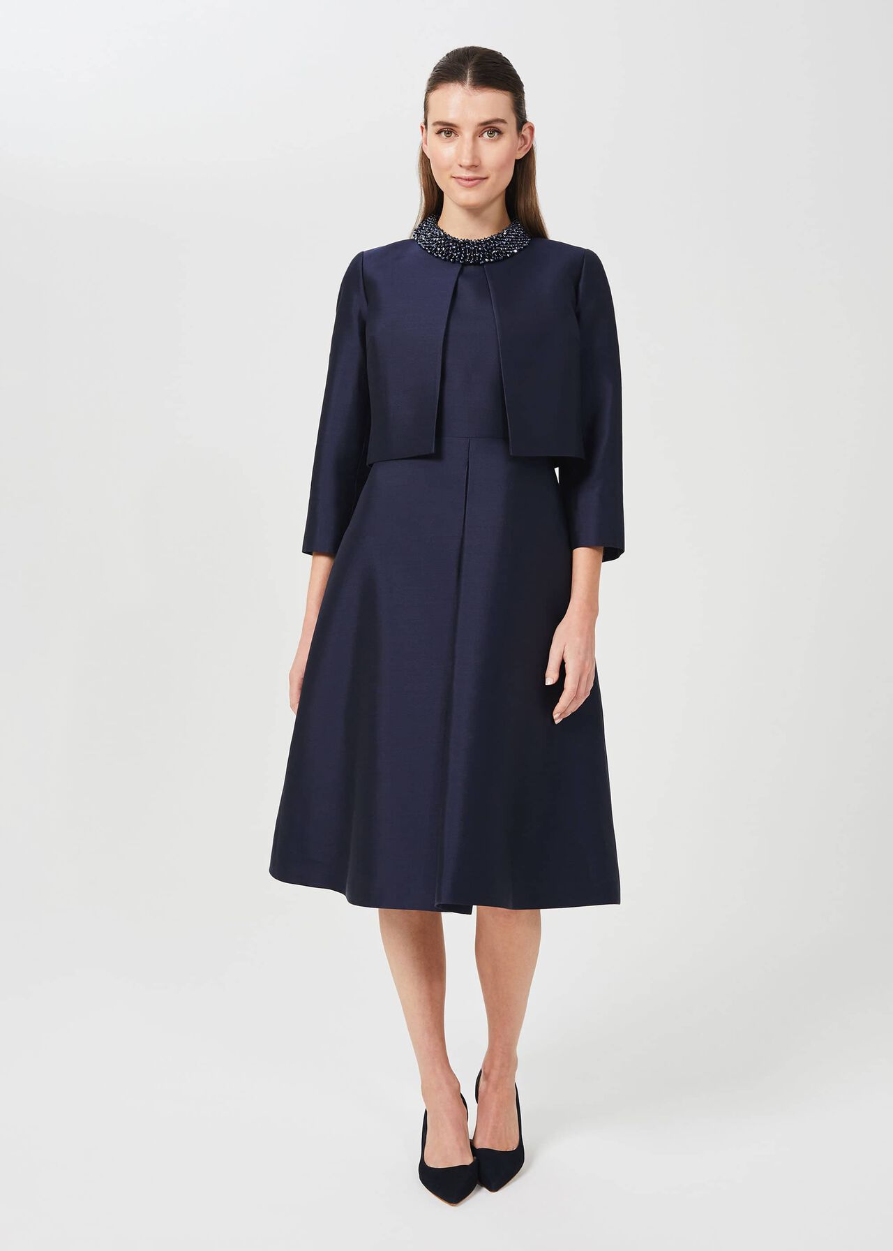 Christie Silk Wool Jacket, Navy, hi-res