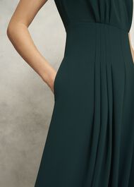 Sophie V Neck Pintuck Dress, Ponderosa Green, hi-res