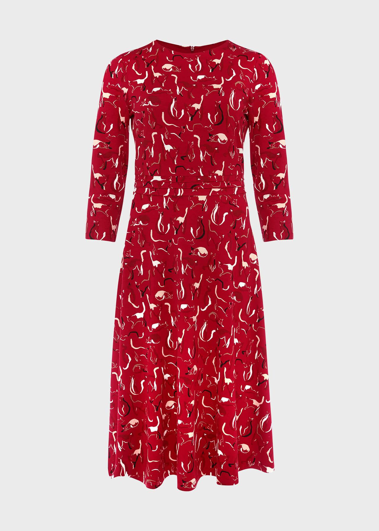 Fara Jersey Mid Length Dress, Berry Red Multi, hi-res