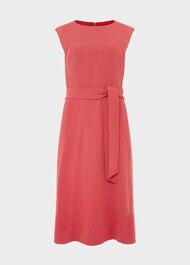 Fenella Belted Dress, Dark Coral, hi-res