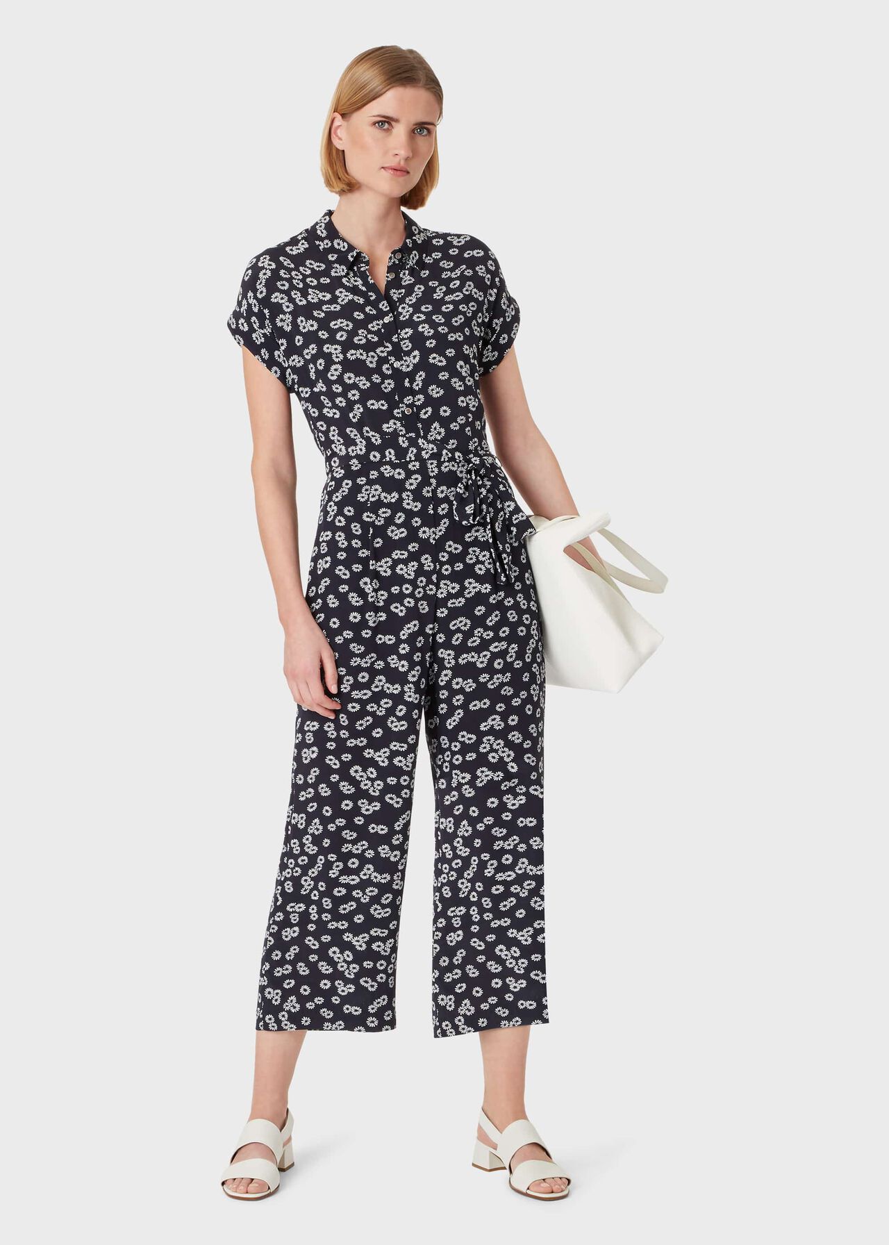 Inez Floral Cropped Jumpsuit, Navy White, hi-res