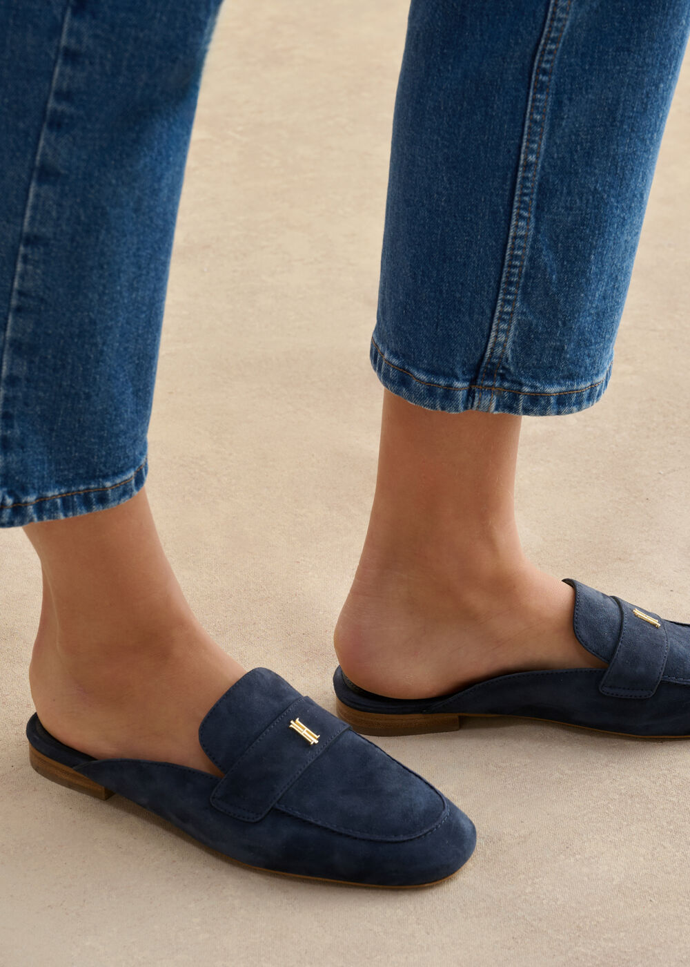 Lola Suede Backless Loafers, Hobbs Navy, hi-res