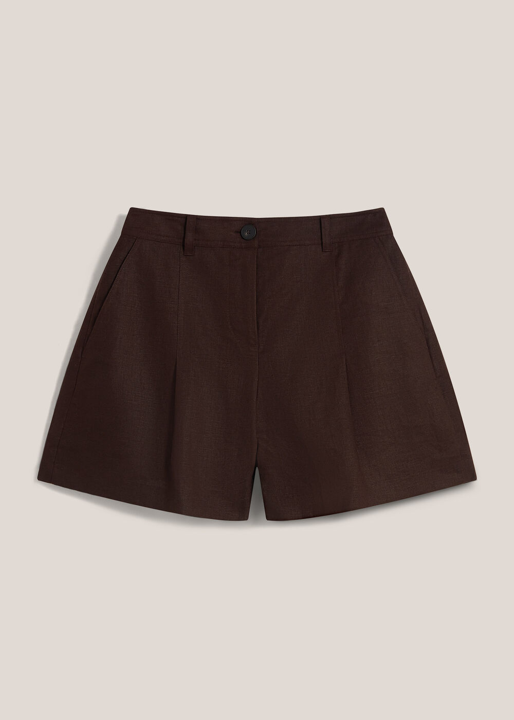 Lulu Linen Shorts, Bark Brown, hi-res