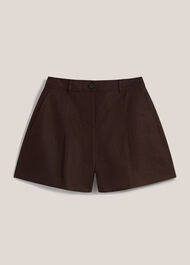 Lulu Linen Shorts, Bark Brown, hi-res