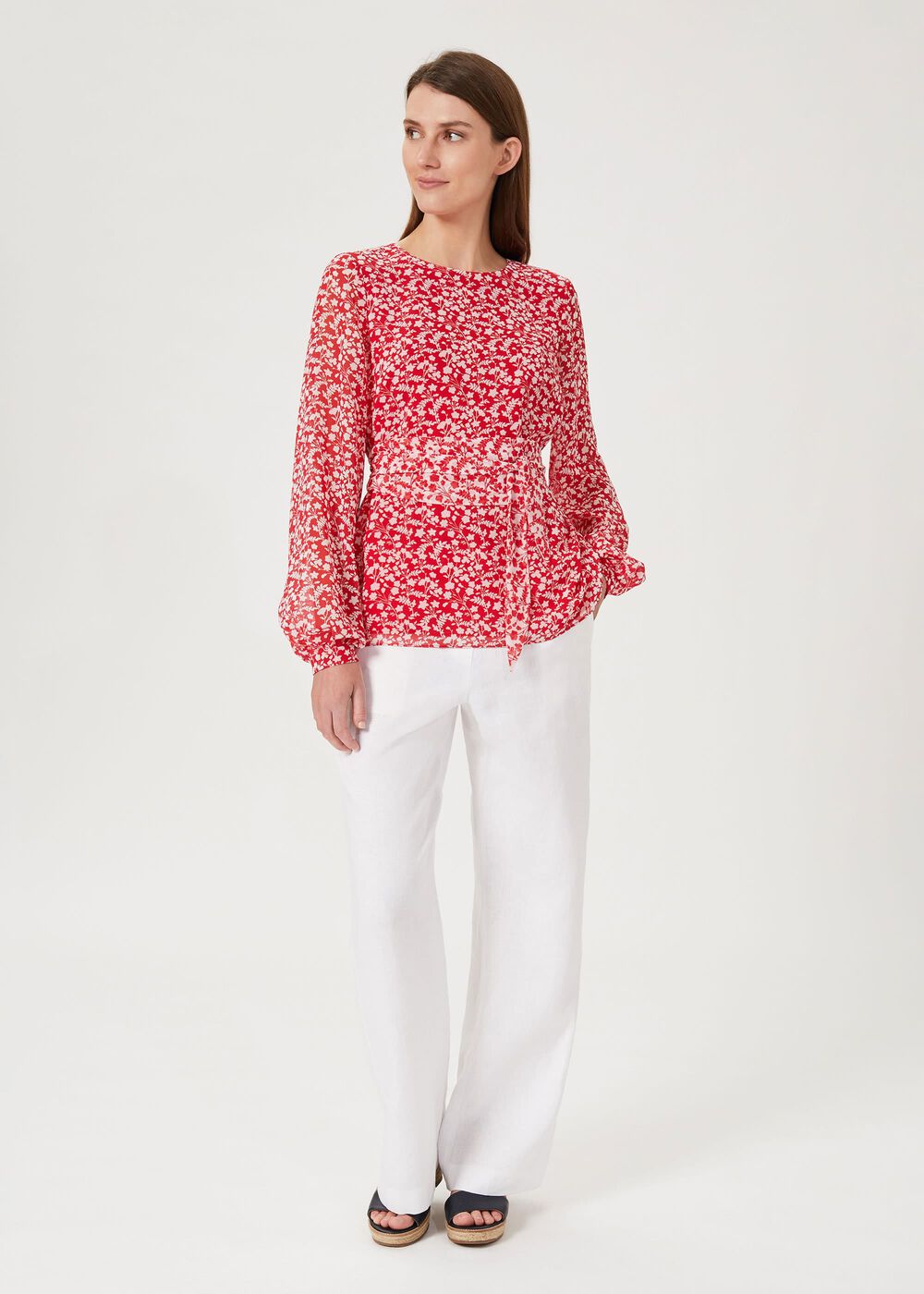 Rosie Floral Top, Rasp Red Ivory, hi-res