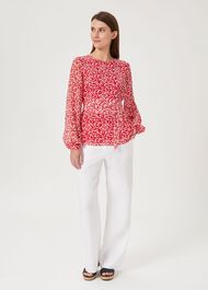 Rosie Floral Top, Rasp Red Ivory, hi-res