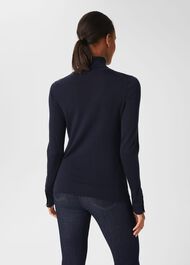 Lara Merino Wool Roll Neck Sweater, Navy, hi-res
