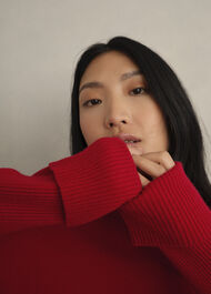 Darla Wool Blend Knitted Jumper, Pomegranate Red, hi-res