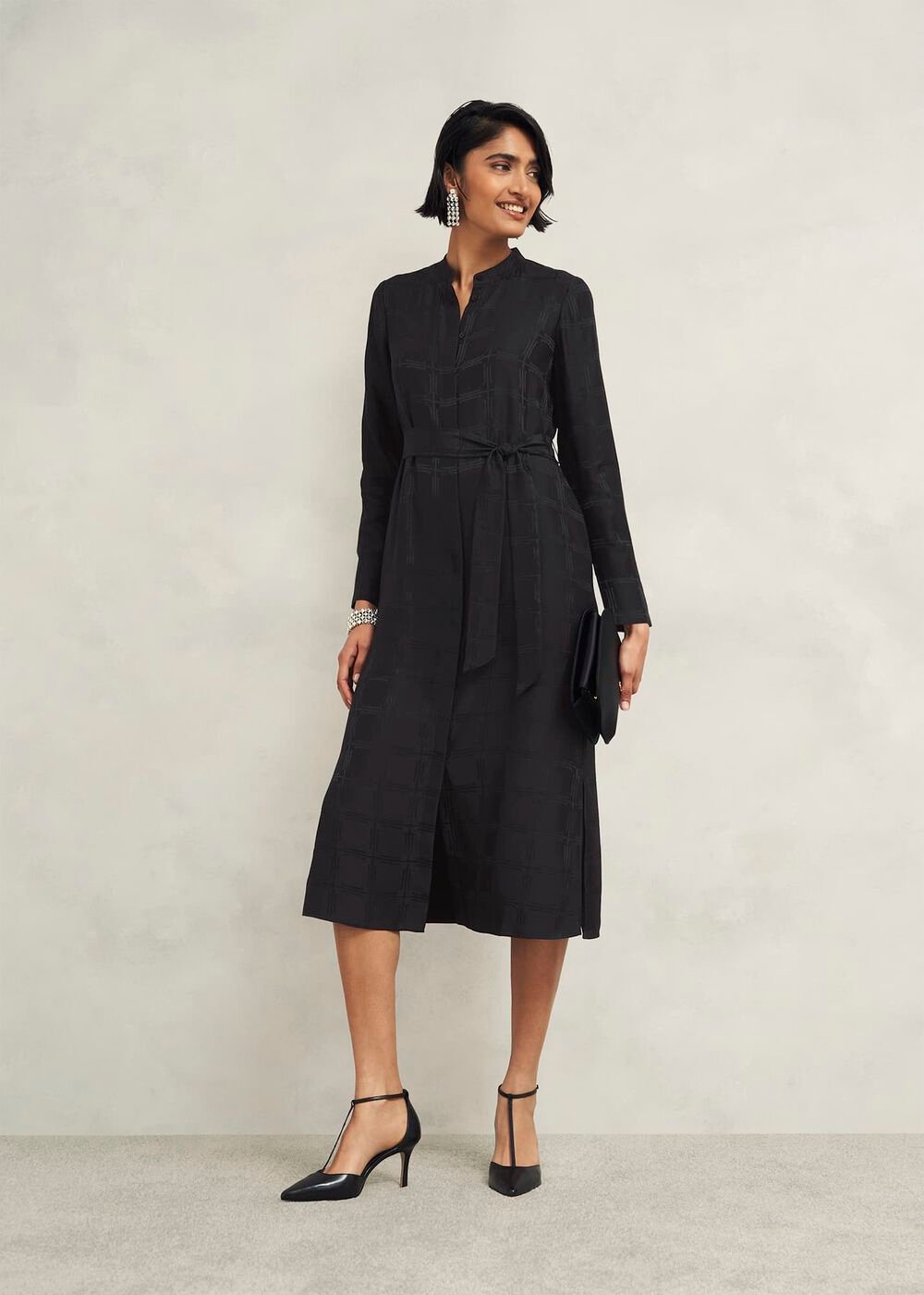 Sloane Silk Dress, Black, hi-res