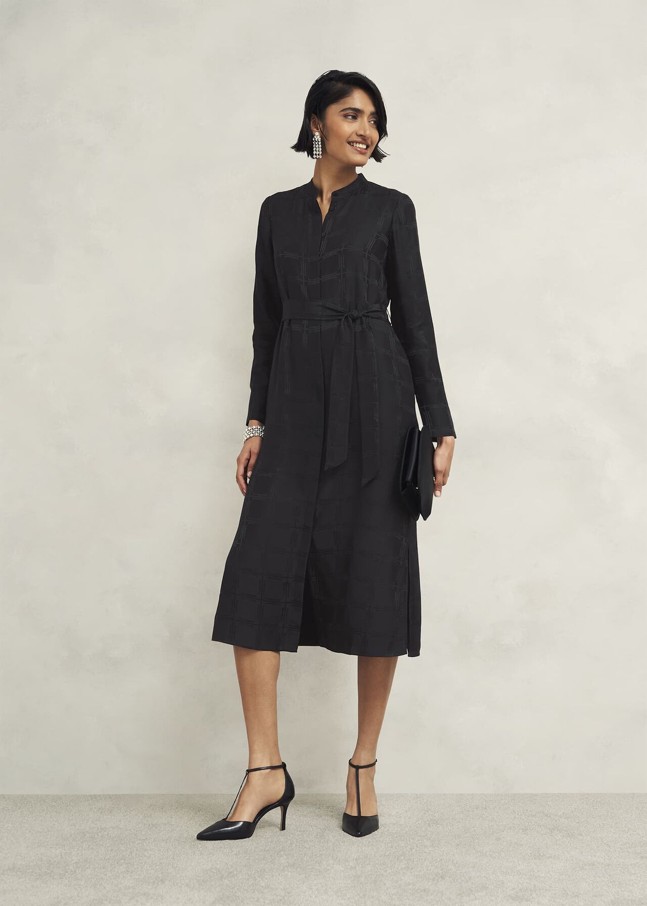 Sloane Silk Dress, Black, hi-res